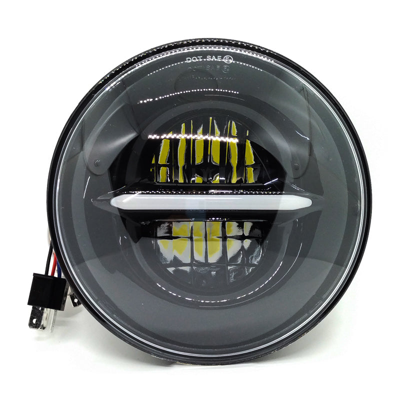 7 Inch Round Headlight Compatible with Thar, Jeep & Harley Davidson, Royal Enfield (Operating Voltage 12V-80V, 90W)