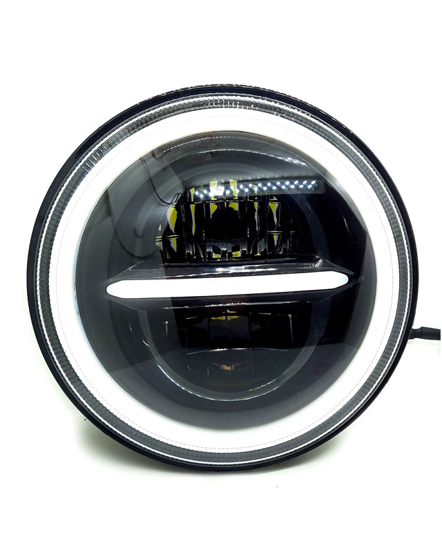 7 Inch Round Headlight Compatible with Royal Enfield, Jeep & Harley Davidson (Harley Minus Headlight) (12V-80V, 90W)