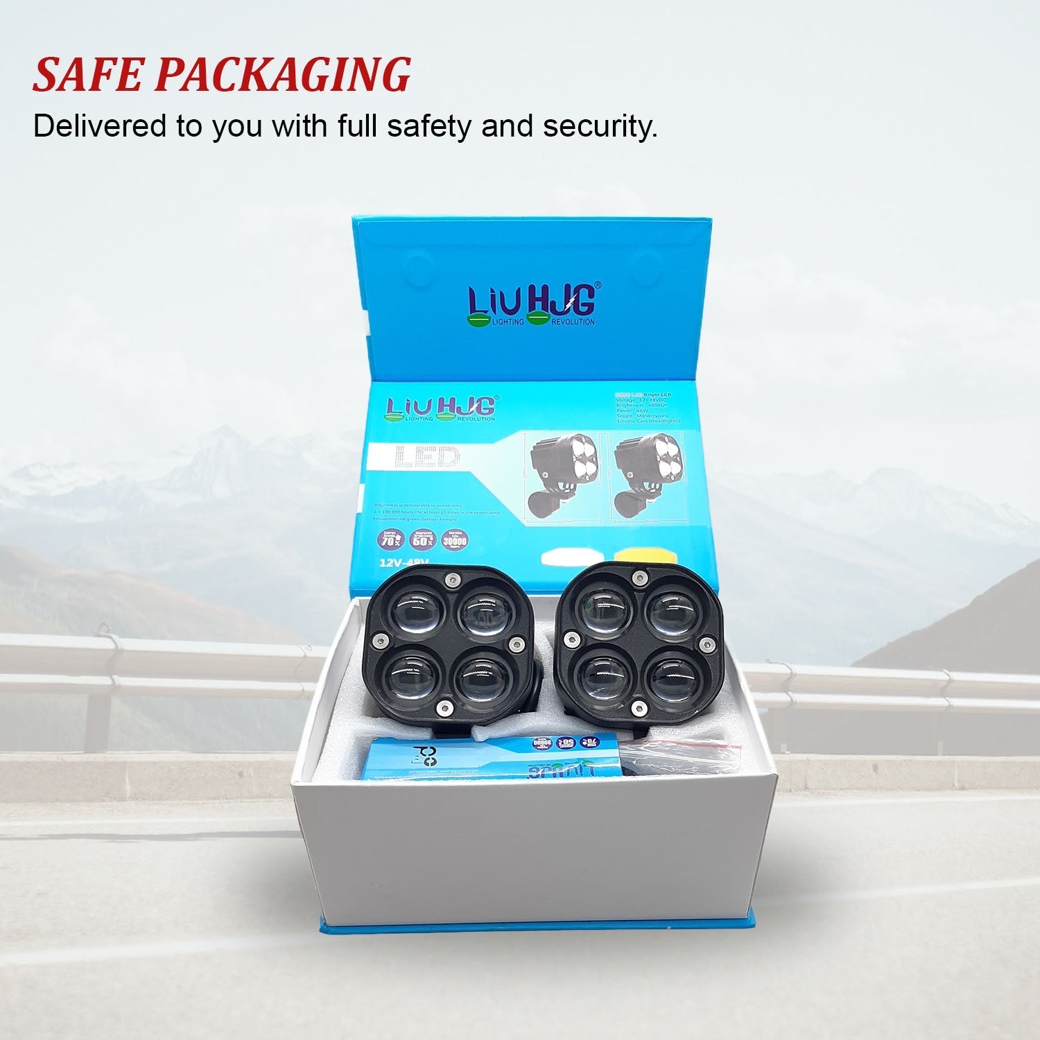 LIU HJG 80W Yellow-White Super Bright LED fog light for Bike/Car and SUV, 4 LED DRIVING LAMP with low/high beam (Pack of 2Pcs With Clamp)