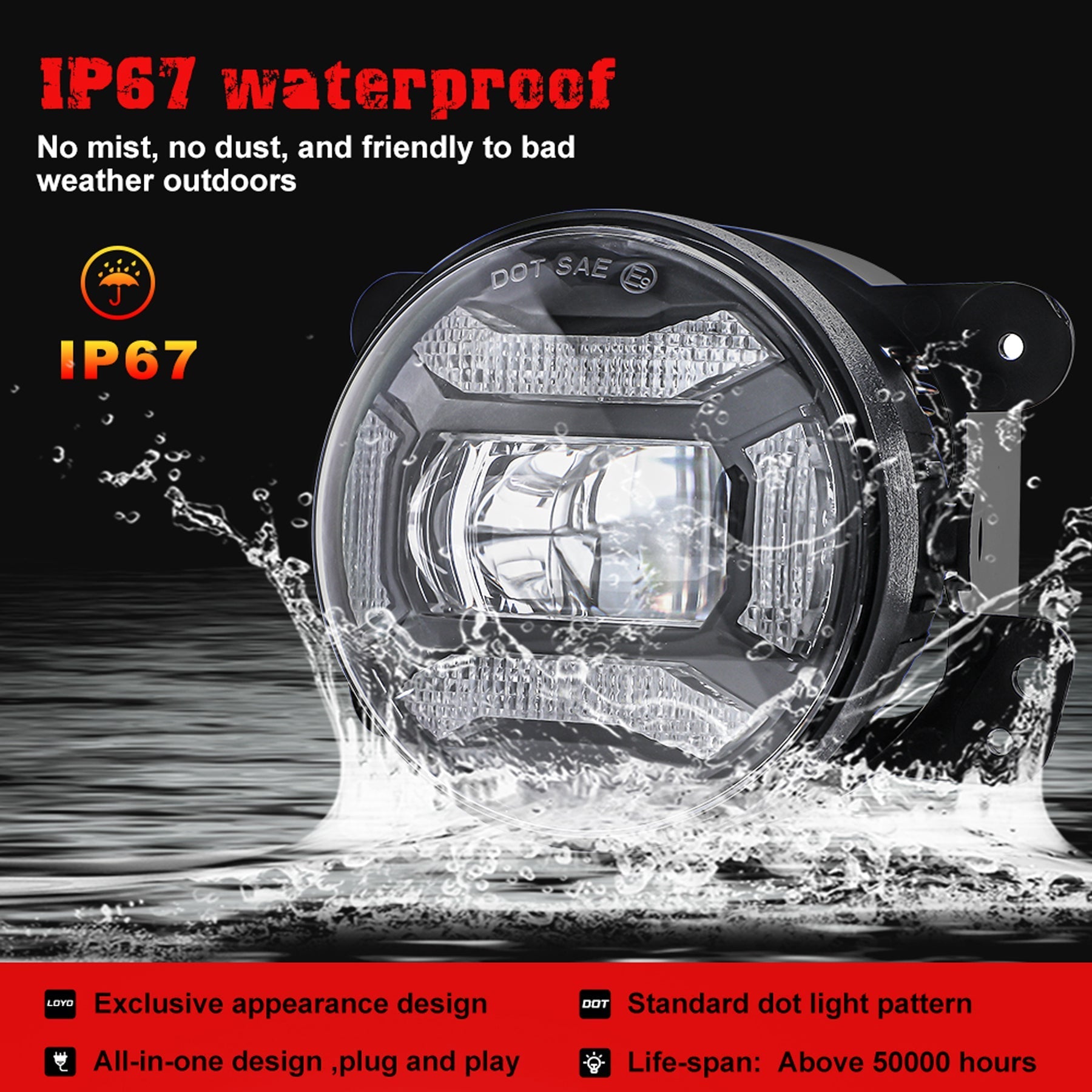 AUTOPOWERZ 60w 4 Inch White Color Off Road Car/Jeep Fog Light Motorcycle,12V-80V Spot Beam Led Fog/driving Lights