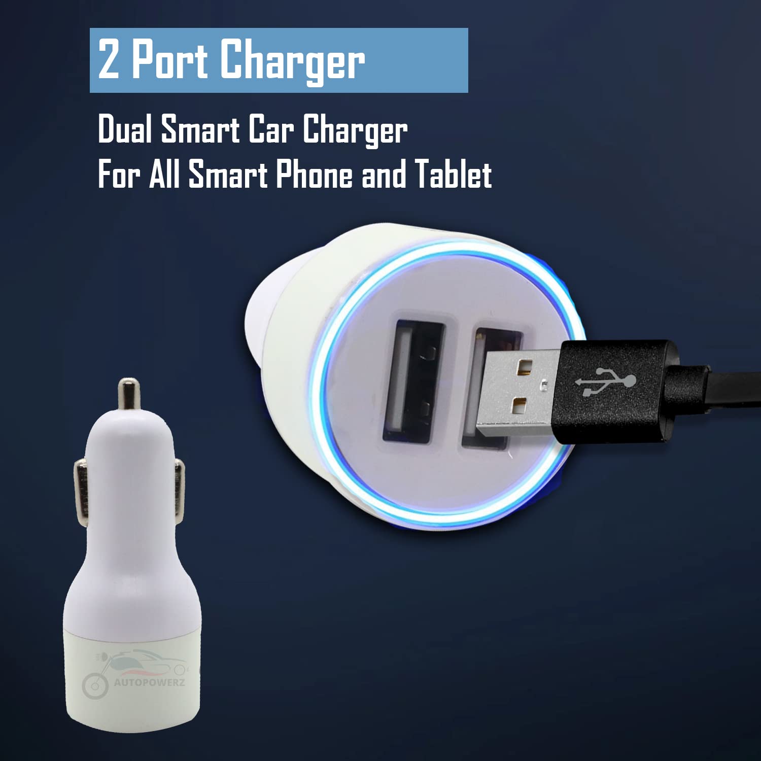 AUTOPOWERZ 4.2 A (2.1 and 2.1 Amp) 2 Port Fast Car Charger/Car Socket with (iPhone Data Cable) Comfortable with iPhone & Smartphone