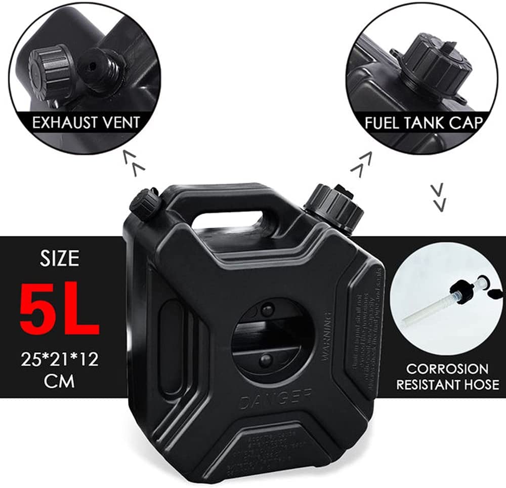 AUTOPOWERZ 1.3 Gallon with Mounting Bracket and Lock,5L Oil Petrol Storage Cans Spare Emergency Backup Tanks, for SUV Motorcycle ATV Gas Can(Black)