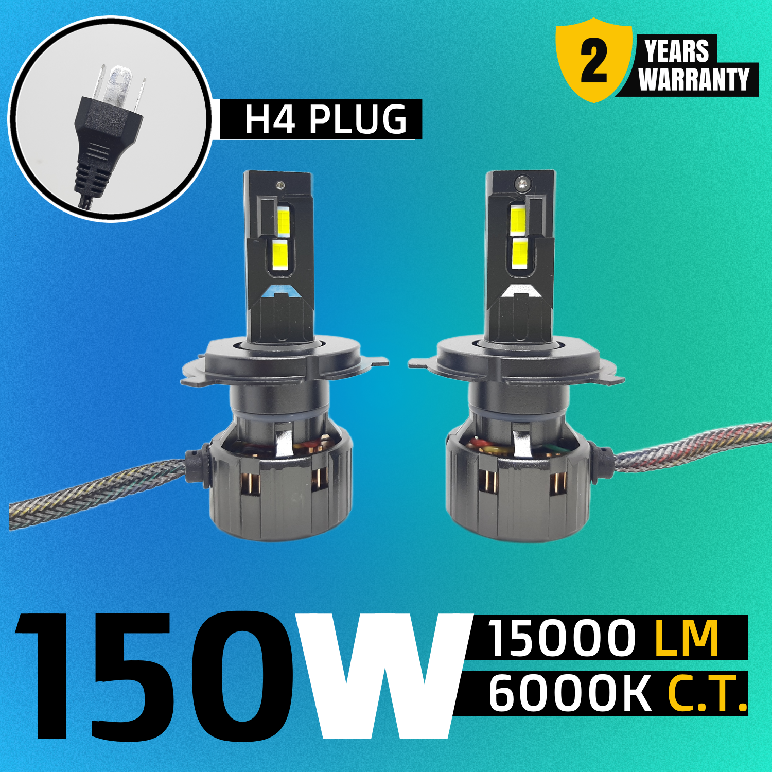 KI KARRY 150W White Car LED Headlight Bulb DC 9V-30V with 24 Month Warranty (H4, H7, 9005, 9006, H8/H9/H11, 880, 9012)