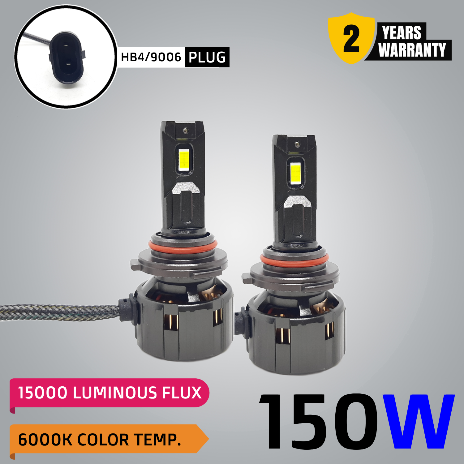 KI KARRY 150W White Car LED Headlight Bulb DC 9V-30V with 24 Month Warranty (H4, H7, 9005, 9006, H8/H9/H11, 880, 9012)