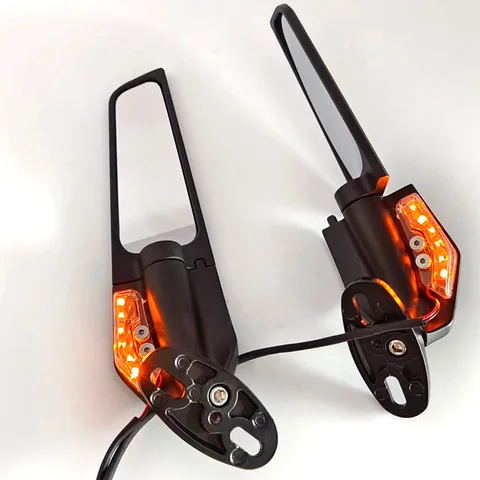 Motorcycle Adjustable Rear View Wing Mirror with LED suitable for most bike