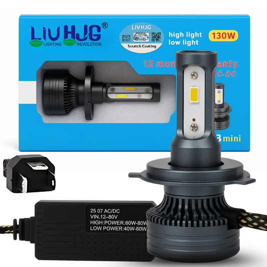 Original LIU HJG 130W White H4 LED Headlight Bulb Pack