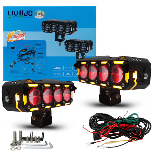 Original LIU HJG S79 300W 4 Lens LED Fog Light Pair with Wiring Kit