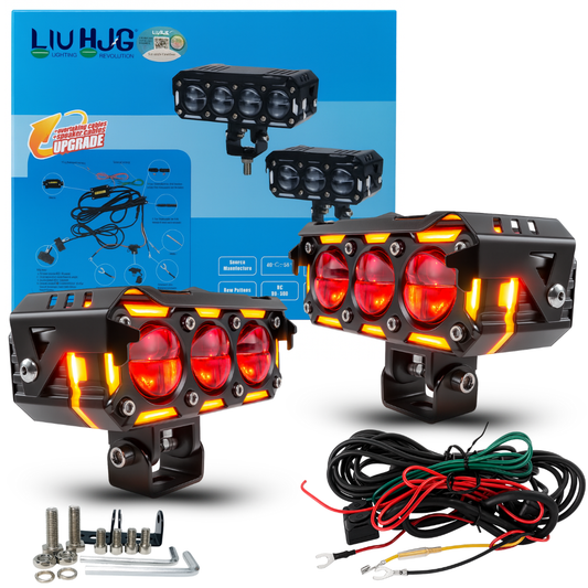 Original LIU HJG S78 240W 3 Lens LED Fog Light Pair with Wiring Kit