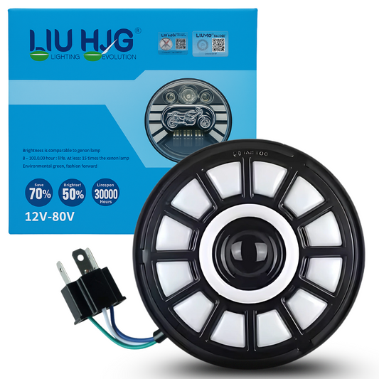 7 inch LED headlight multi color DRL - front view