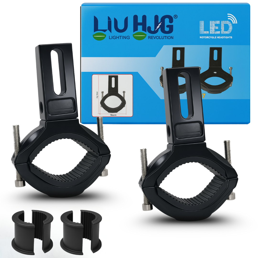 LIU HJG Fog Lamp Small Shocker Clamps with Non Slip Rubber & Installation Tools Adjustable Brackets Heavy Duty Clamps Rustproof Universal fit for all Motorcycle, Car Jeep, SUV & Others (Pack 1 Set)