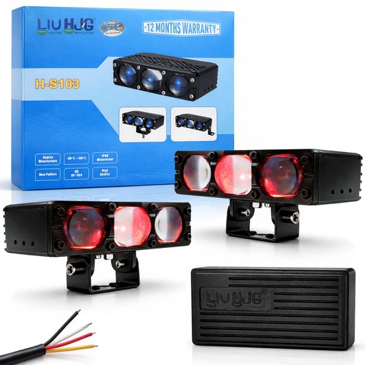 Original LIU HJG 3 Lens Fog Light with Devil Eye 80W Pair Full Kit