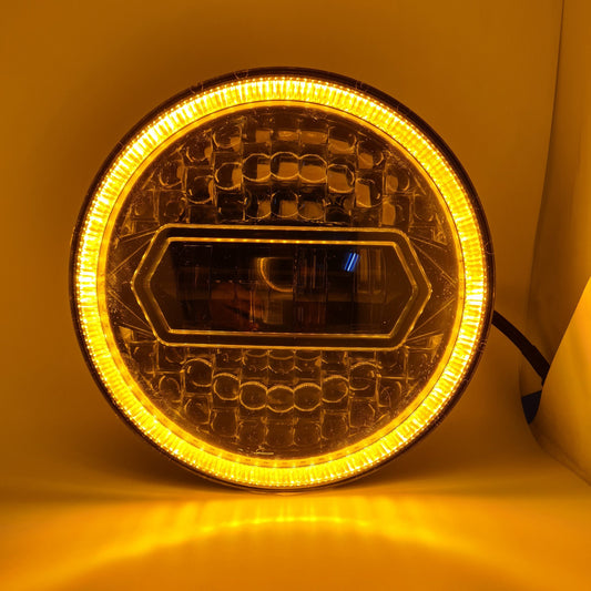 Diamond cut headlight installed on Royal Enfield Bullet
