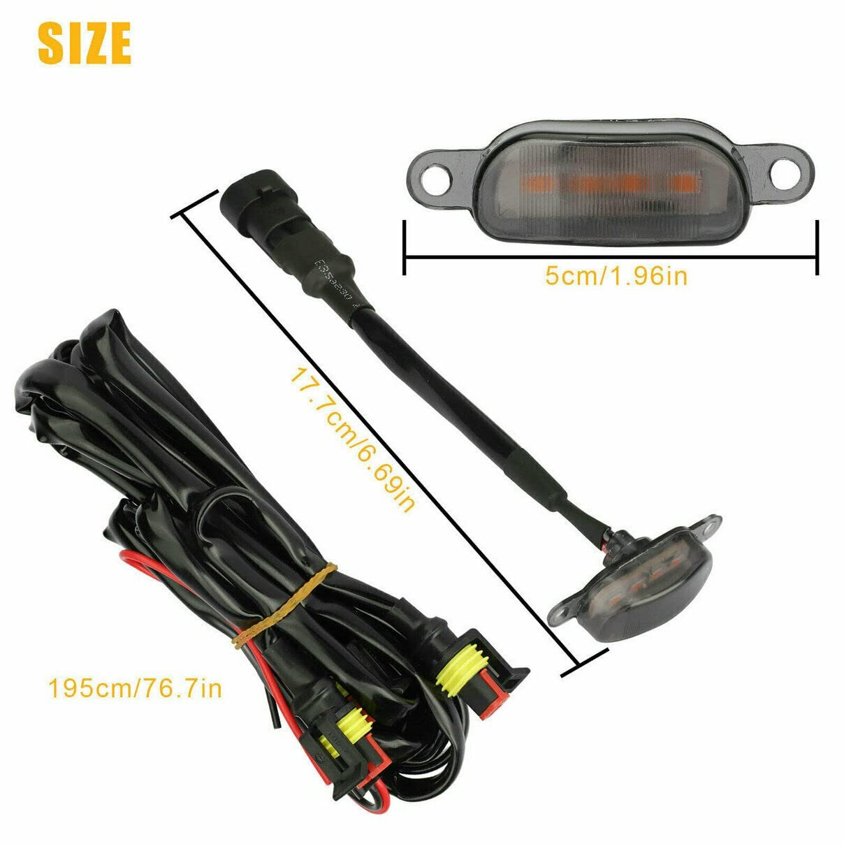 4pcs Yellow Universal Car Front Grille Lights
