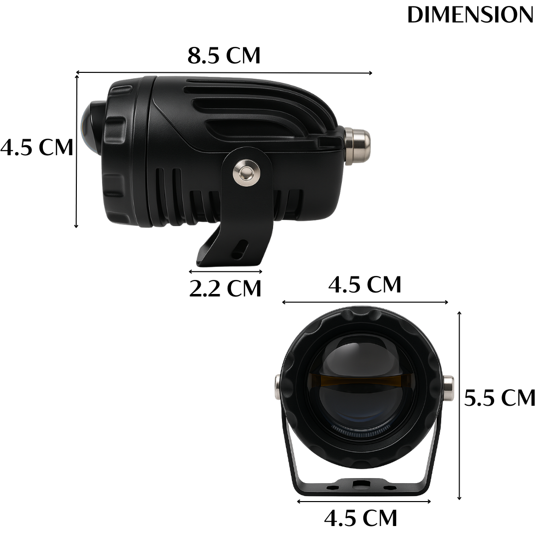 AUTOPOWER KI S13 Dual Lens Projector Fog Lamp Ultra Bright LEDs Waterproof & Dustproof Fog Lamp 50W 12V DC Power Yellow White Light Reflection Universal fit for all Bikes & Cars (Pack of 1)