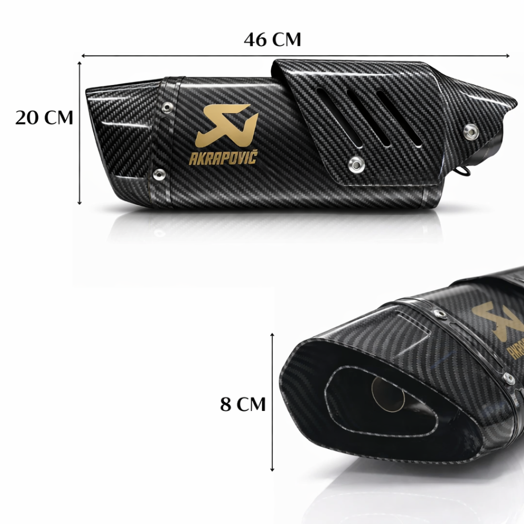 AUTOPOWERZ Carbon Finish Triangle Long Motorcycle Exhaust Silencer, Noise Control, Secure Pipe Connection Universal Fitment Premium Sports Bike Silencer (Pack of 1)