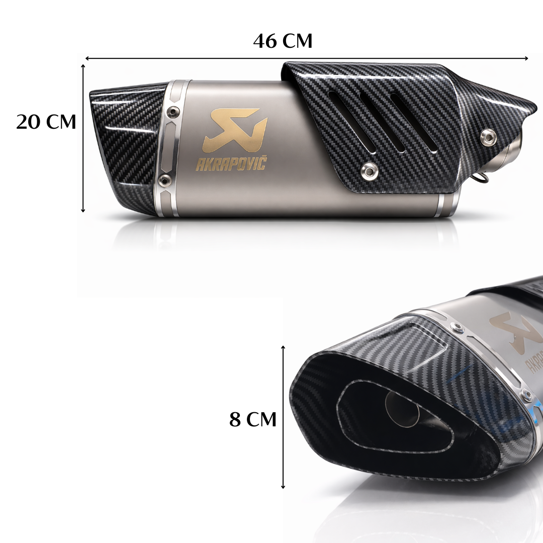 AUTOPOWERZ Silver Carbon Finish Triangle Long Motorcycle Exhaust Silencer, Noise Control, Secure Pipe Connection Universal Fitment Premium Sports Bike Silencer (Pack of 1)