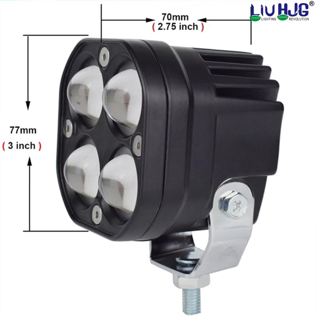 LIU HJG® 80W 4-LED 5D Lens Dual-Color Fog Light Kit with Clamp Brackets & Wiring Harness for Bike and Car (Pack of 2)