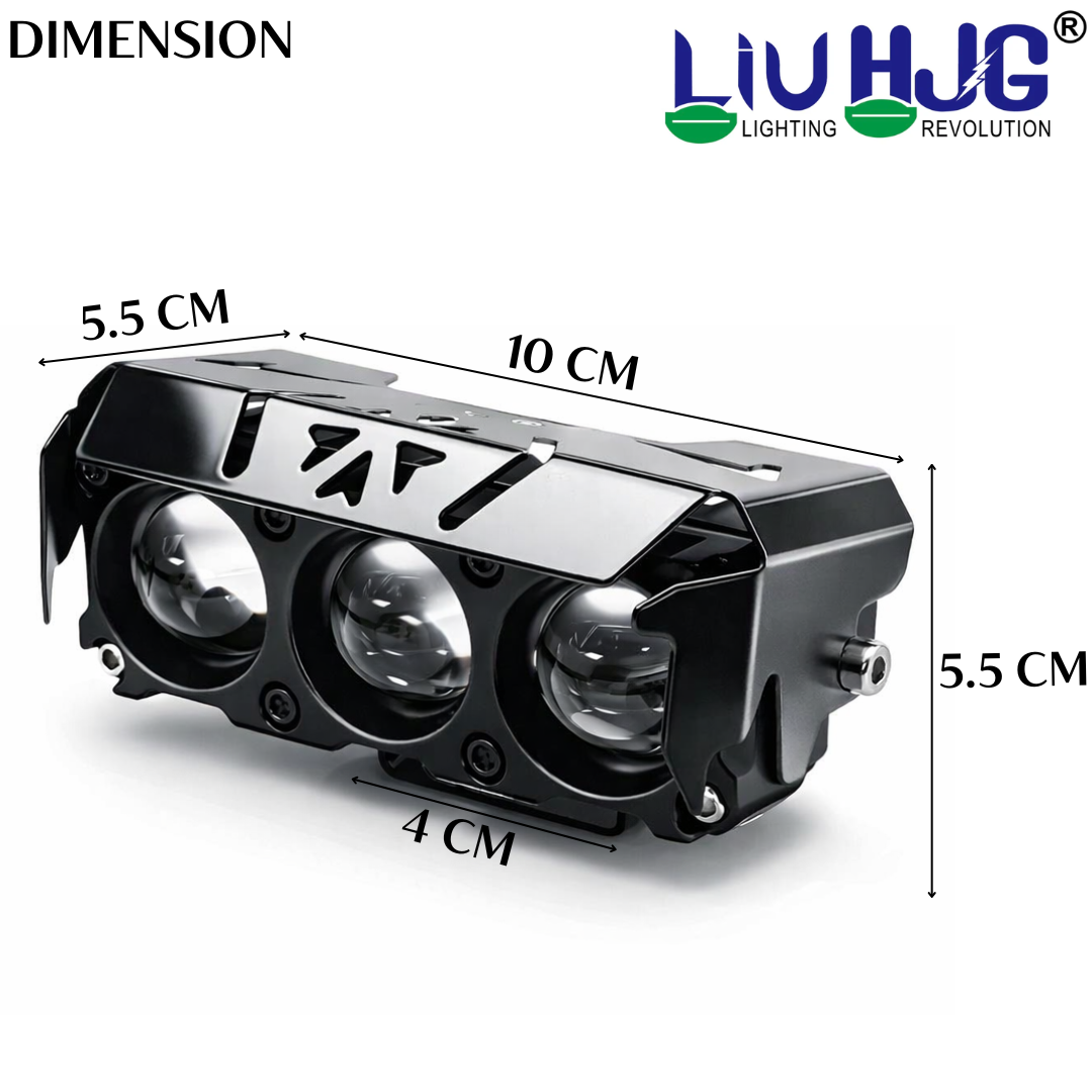 LIU HJG 3 Lens Fog Light with Devil Eye – Yellow/White  Steady & Flashing Modes (Set)