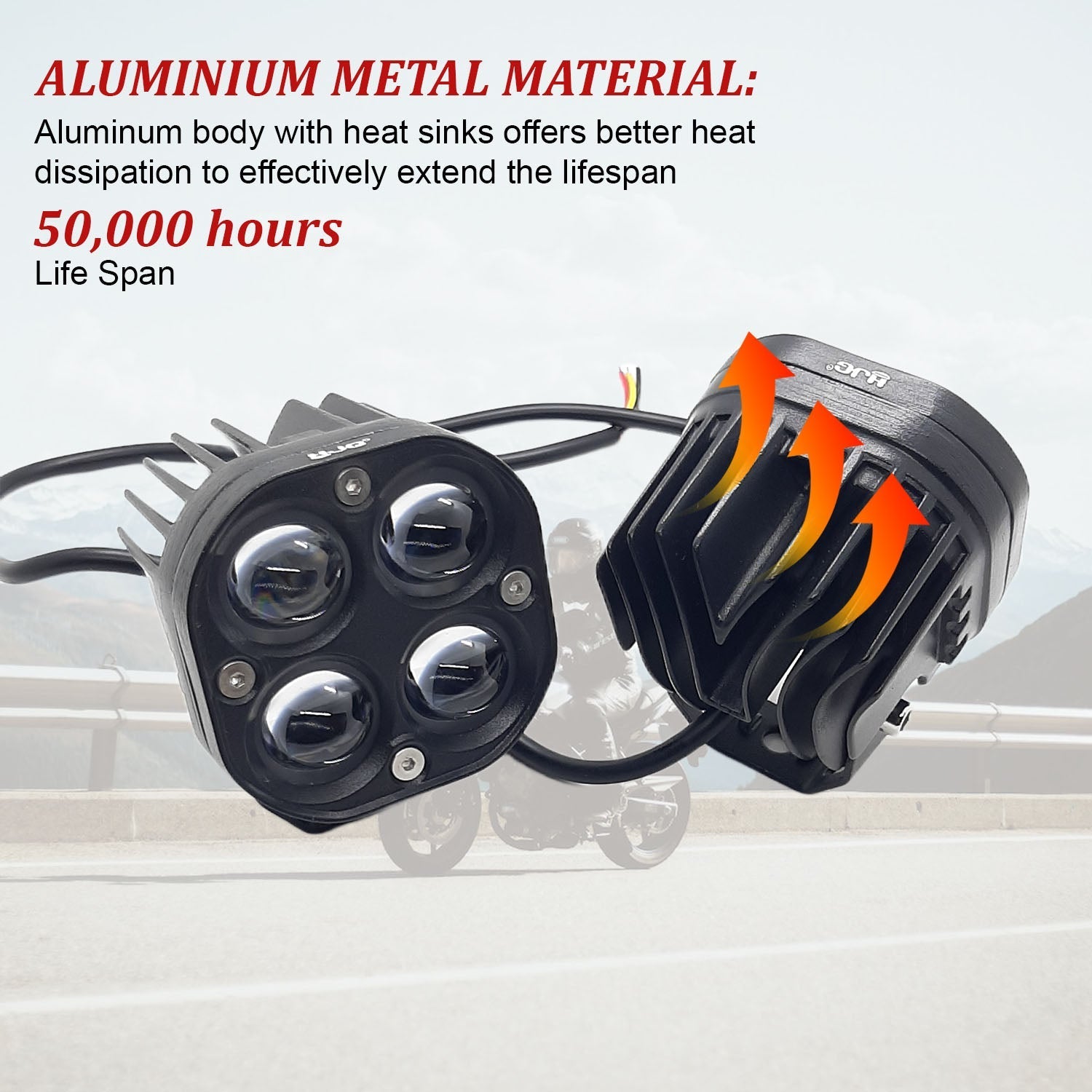 LIU HJG 80W Yellow-White Super Bright LED fog light for Bike/Car and SUV, 4 LED DRIVING LAMP with low/high beam (Pack of 2Pcs With Clamp)