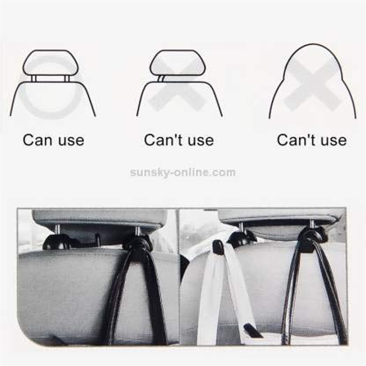 AUTOPOWRZ® Universal Car Back Seat Headrest Comfort Hanger (Pack of 1, Black)