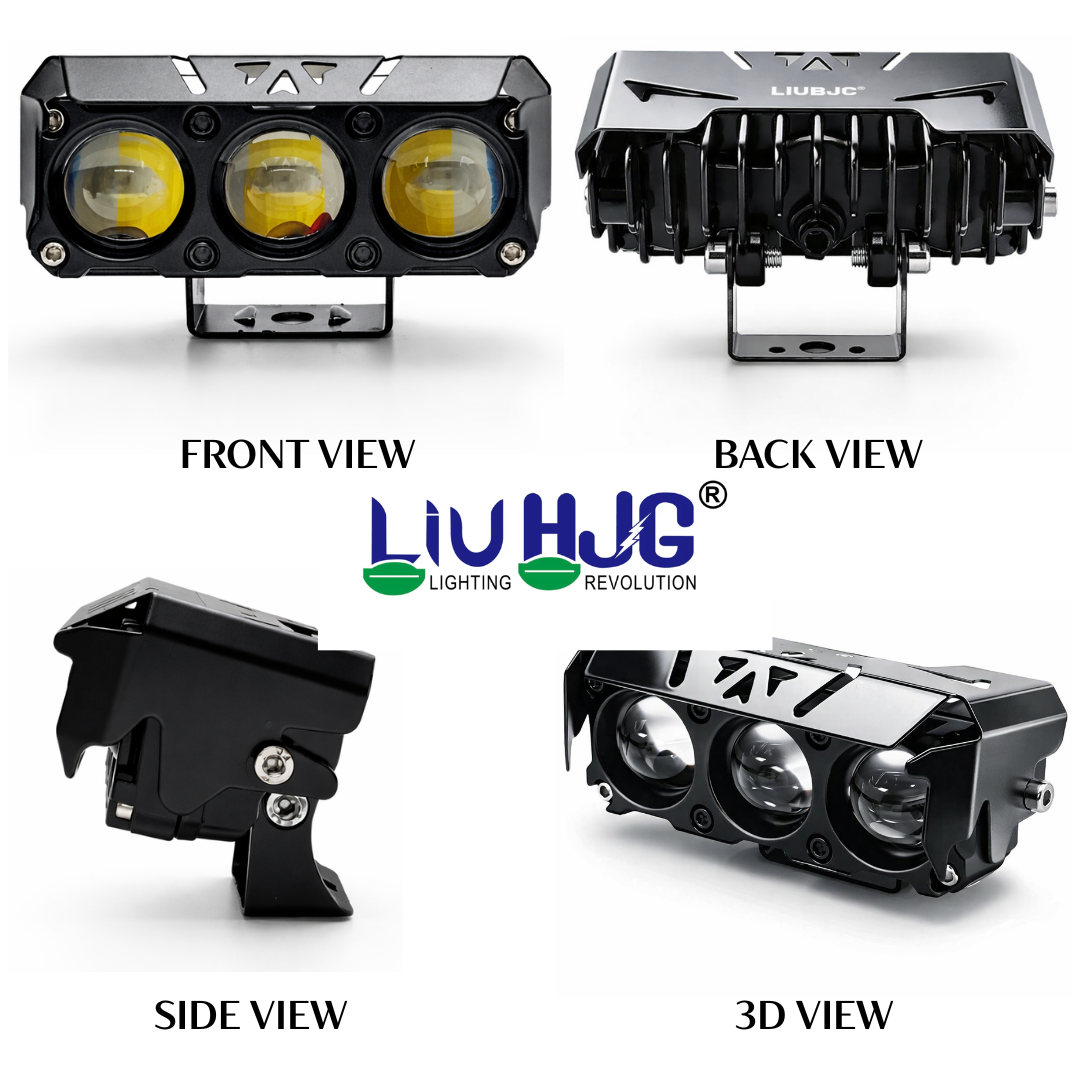 LIU HJG 3 Lens Fog Light with Devil Eye – Yellow/White  Steady & Flashing Modes (1 Pc)