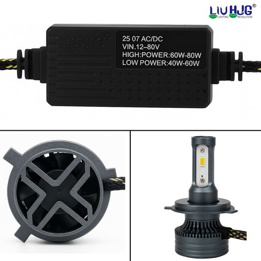 LIU HJG 130W Headlight Bulb Compact Aluminum Base with Cooling Fan