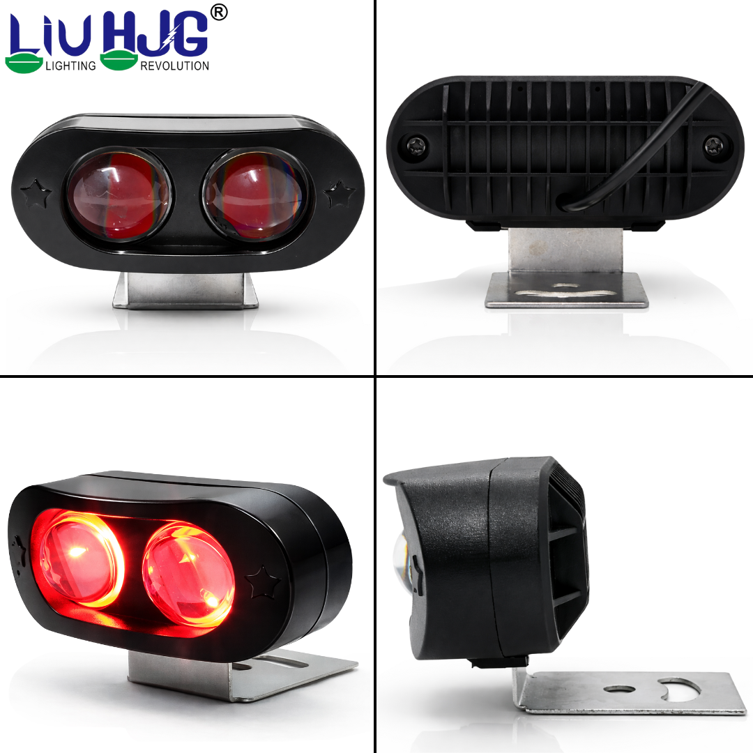 AUTOPOWERZ 2 Lens Fog Light Waterproof & Dustproof High Brightness 30W 12V DC Power Yellow+White Flashing, Red Devil Eye Light Reflection Universal fit for All Bikes & Cars (Pack of 1 Set)