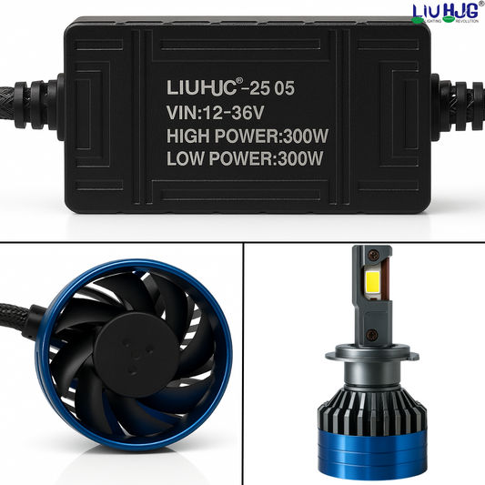 LIU HJG 300W H7 Bulb with Liquid Cooling Copper Pipes and Turbo Fan