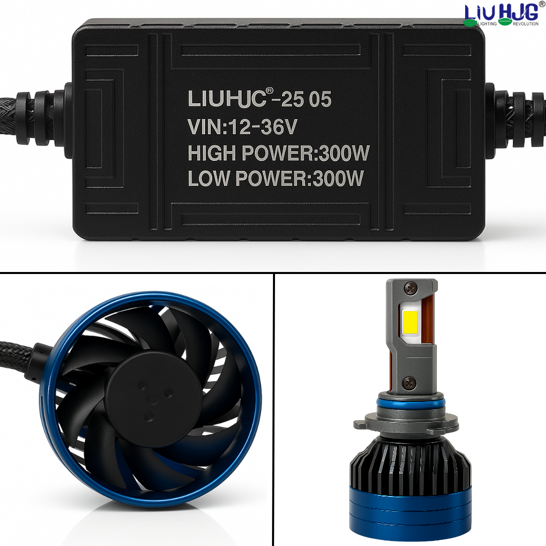 LIU HJG LED 9005 Headlight Bulb Waterproof & Dustproof Heat Dissipation 300W (150W Each) 12V DC Power Universal Fit For All Bikes & Cars Model (Pack of 2)