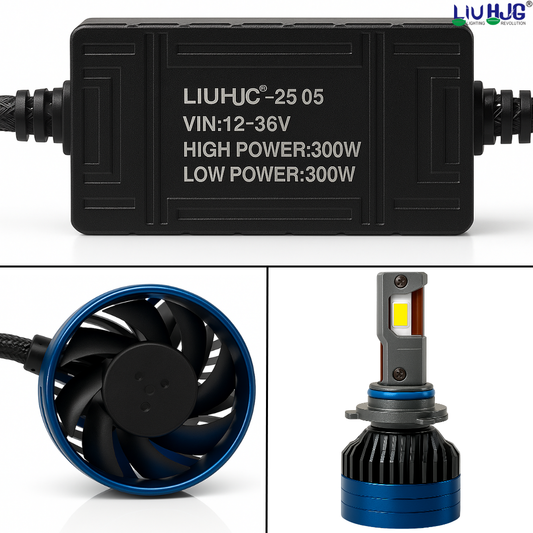LIU HJG 300W 9005 Bulb with Copper Heat Pipes and Silent Turbo Cooling Fan