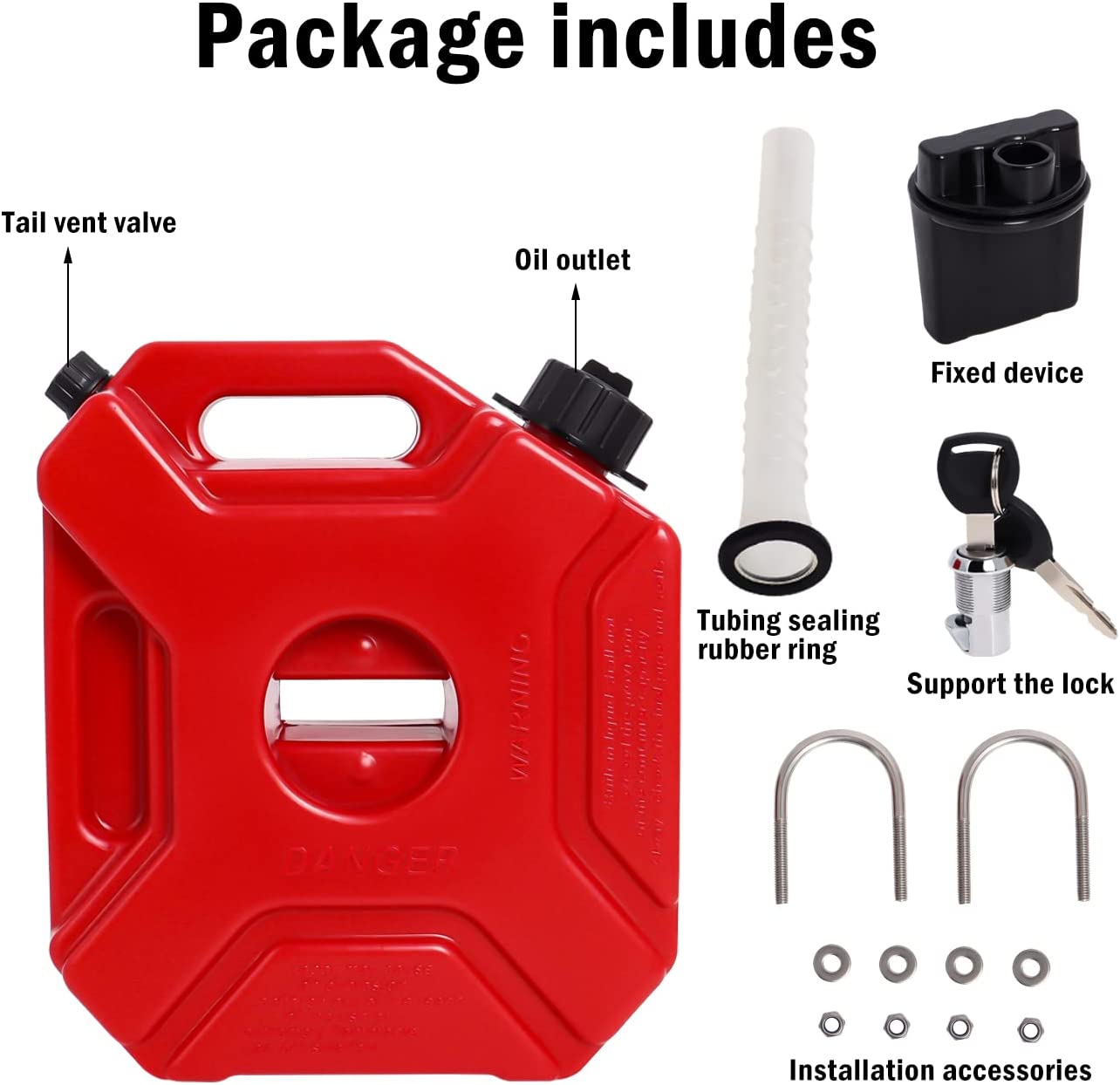 AUTOPOWERZ 1.3 Gallon with Mounting Bracket and Lock,5L Oil Petrol Sto