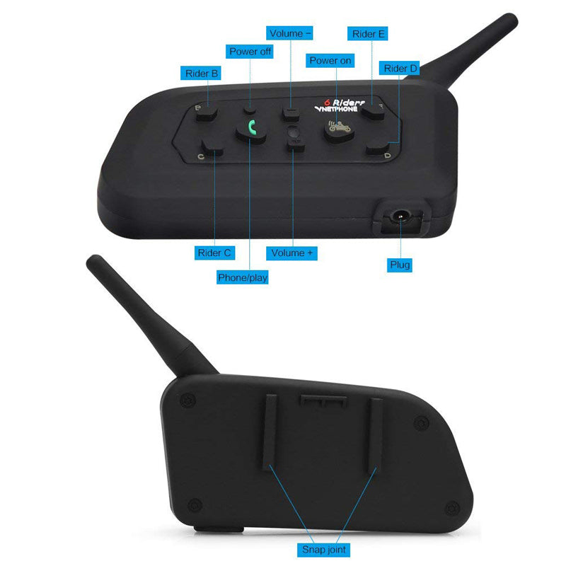 Motorcycle V6 Bluetooth Intercom Full Duplex Helmet Advanced Noise Control