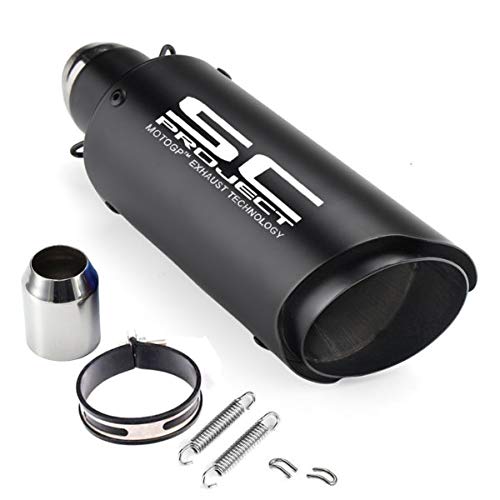AUTOPOWERZ® Universal Stainless Steel Slip On Exhaust 36-51 mm Muffler Pipe for All Bikes/Motorcycle (Triangle Cut Silencer, Black)