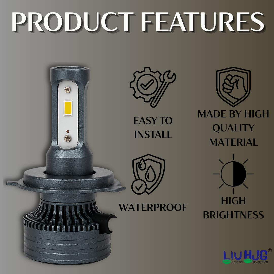 LIU HJG 130W LED headlight, 130W bike LED headlight, 130W car LED headlight, H4 high low beam LED bulb, white LED headlight for bike, white LED car headlight, high low beam 130W LED bulb, bright LED headlight 130W, high power bike headlight, high power car headlight