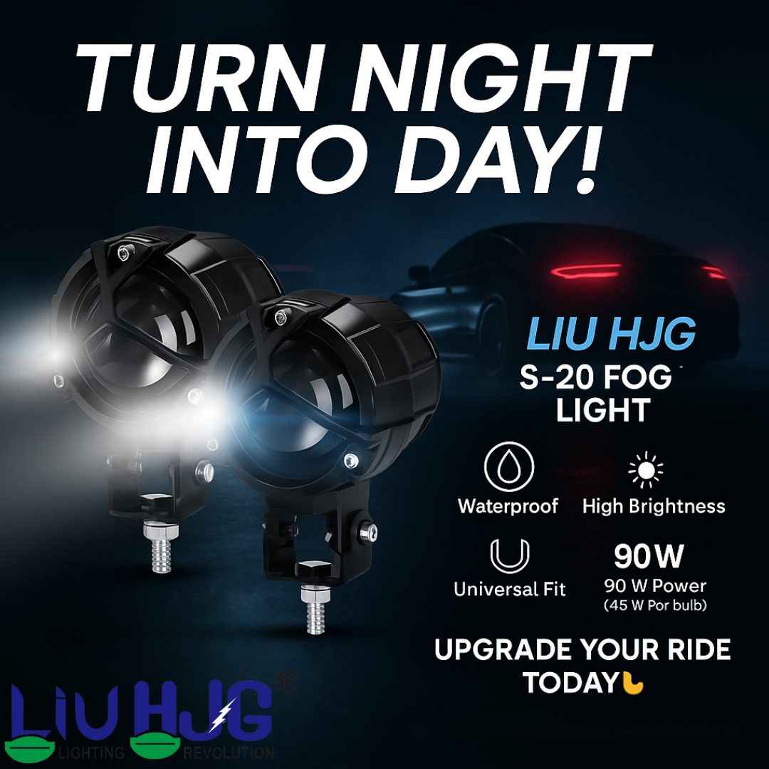 LIU HJG Mercedes Y-Lens Ultra-Wide LED Fog Lights (White/Yellow/Red Devil Eye) | Pair with Wiring Harness & Switch for Car & Bike