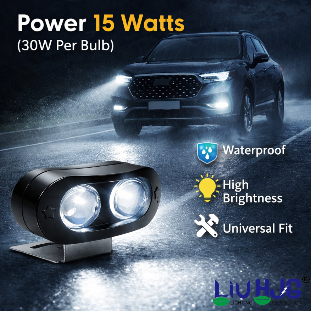 AUTOPOWERZ 2 Lens Fog Light Waterproof & Dustproof High Brightness 30W 12V DC Power Yellow+White Flashing, Red Devil Eye Light Reflection Universal fit for All Bikes & Cars (Pack of 1 Set)