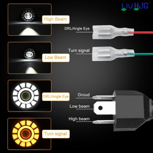 7 inch LED headlight - high beam and low beam demonstration