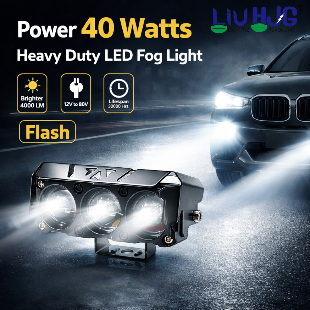 LIU HJG 3 Lens Fog Light with Devil Eye – Yellow/White  Steady & Flashing Modes (1 Pc)