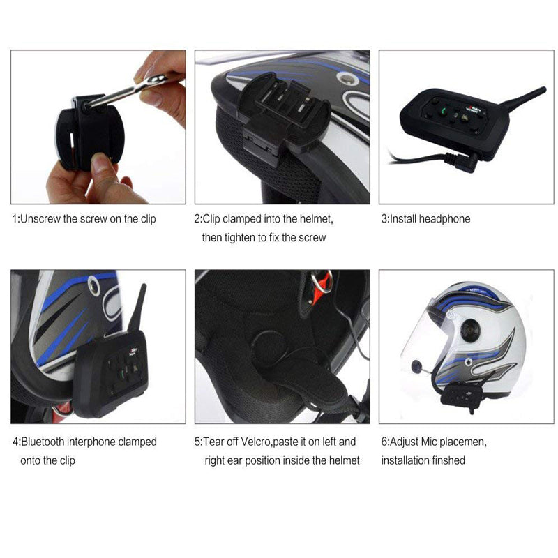 Motorcycle V6 Bluetooth Intercom Full Duplex Helmet Advanced Noise Control