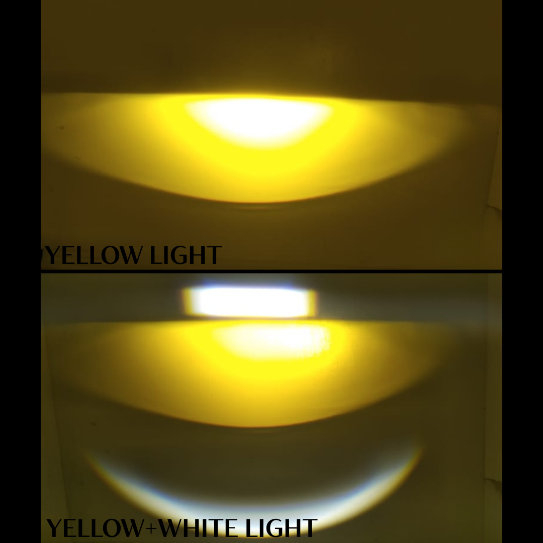 AUTOPOWER KI S13 Dual Lens Projector Fog Lamp Ultra Bright LEDs Waterproof & Dustproof Fog Lamp 50W 12V DC Power Yellow White Light Reflection Universal fit for all Bikes & Cars (Pack of 1)