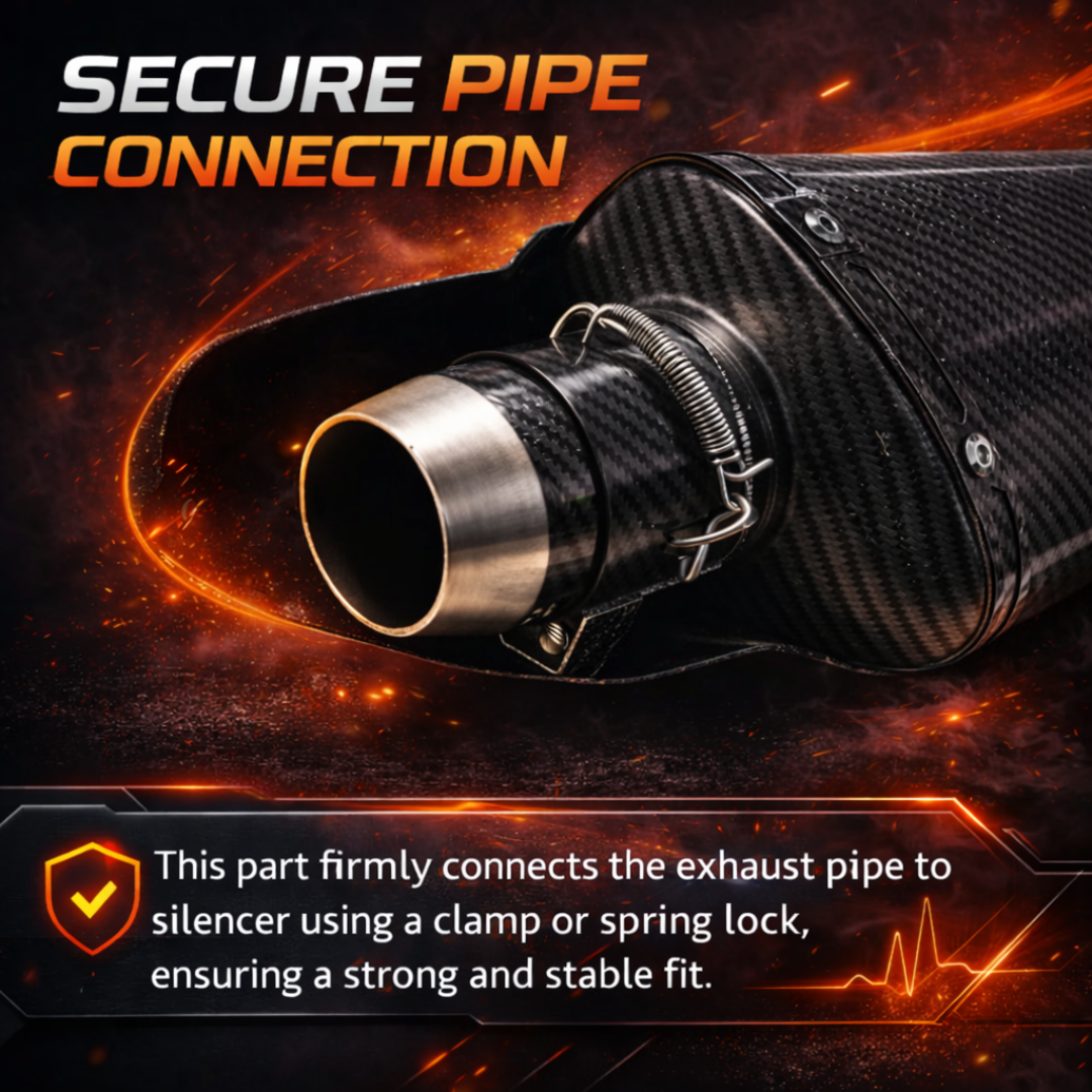 AUTOPOWERZ Carbon Finish Triangle Long Motorcycle Exhaust Silencer, Noise Control, Secure Pipe Connection Universal Fitment Premium Sports Bike Silencer (Pack of 1)