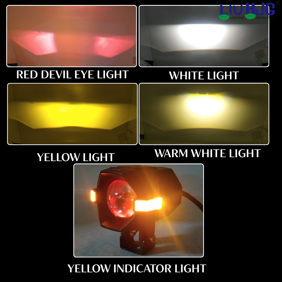 LIU HJG P97 LED fog light, 100W bike fog light, 100W car fog light, yellow white LED fog lamp, red devil eye fog light, universal LED fog light, dual color fog light for bike, dual color fog light for car, high power 100W fog light, LIU HJG devil eye driving light