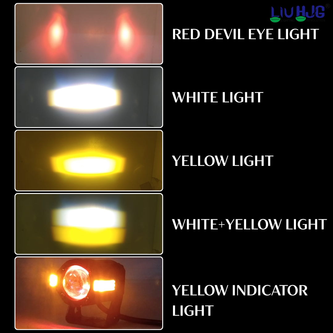 LIU HJG S-82 LED fog light, 80W bike fog light, 80W car fog light, yellow white LED fog lamp, red devil eye fog light, universal mini driving light, dual color fog light for bike, dual color fog light for car, high power 80W fog light, LIU HJG devil eye mini light