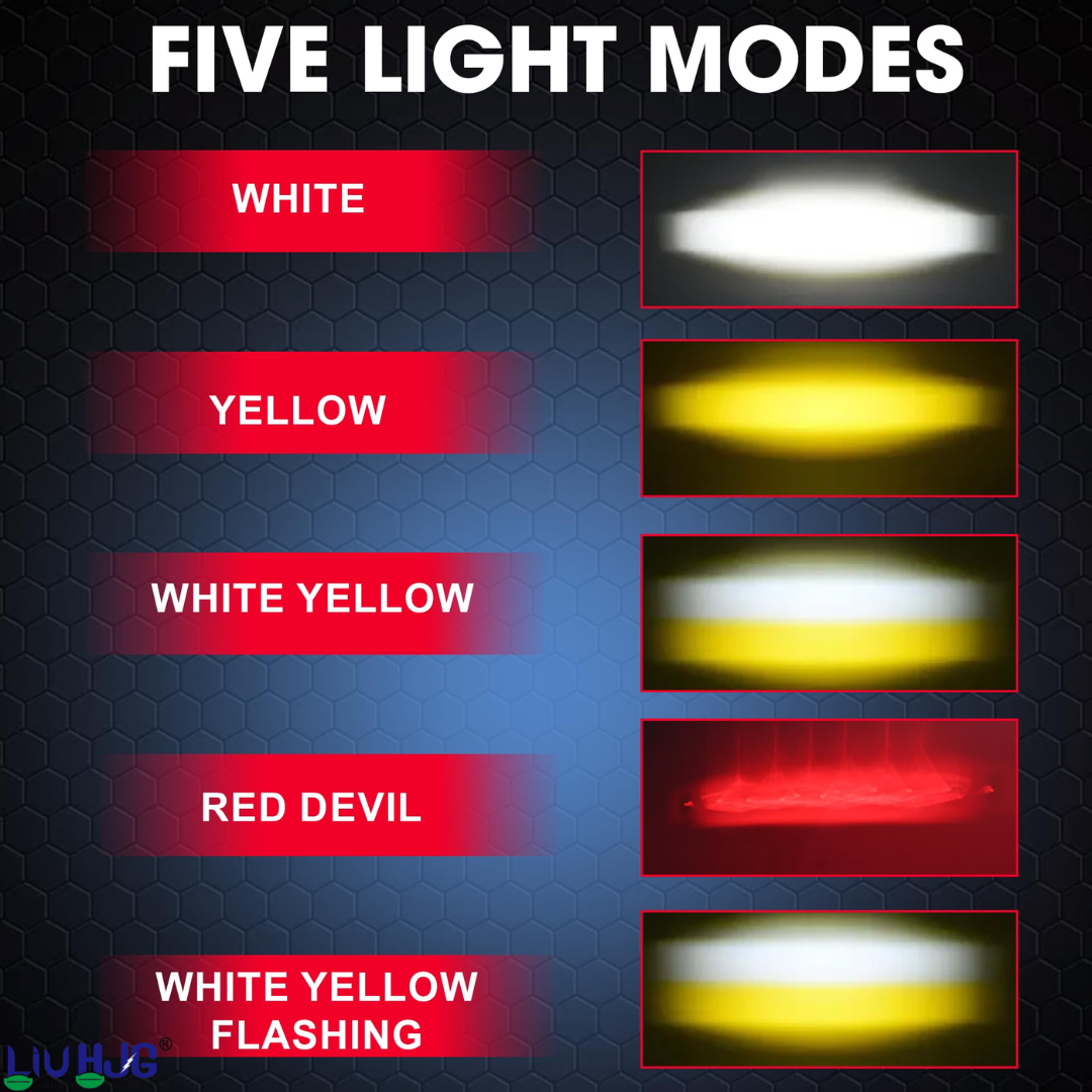 AUTOPOWERZ 2 Lens Fog Light Waterproof & Dustproof High Brightness 30W 12V DC Power Yellow+White Flashing, Red Devil Eye Light Reflection Universal fit for All Bikes & Cars (Pack of 1 Set)