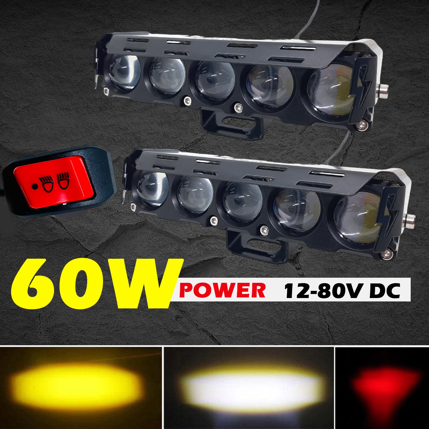 iuhjg, 5 lens fog light, devil eye fog light, yellow white fog light, steady flashing fog light, high visibility fog light, motorcycle fog light, car fog light, waterproof fog light, durable fog light, stylish vehicle lighting