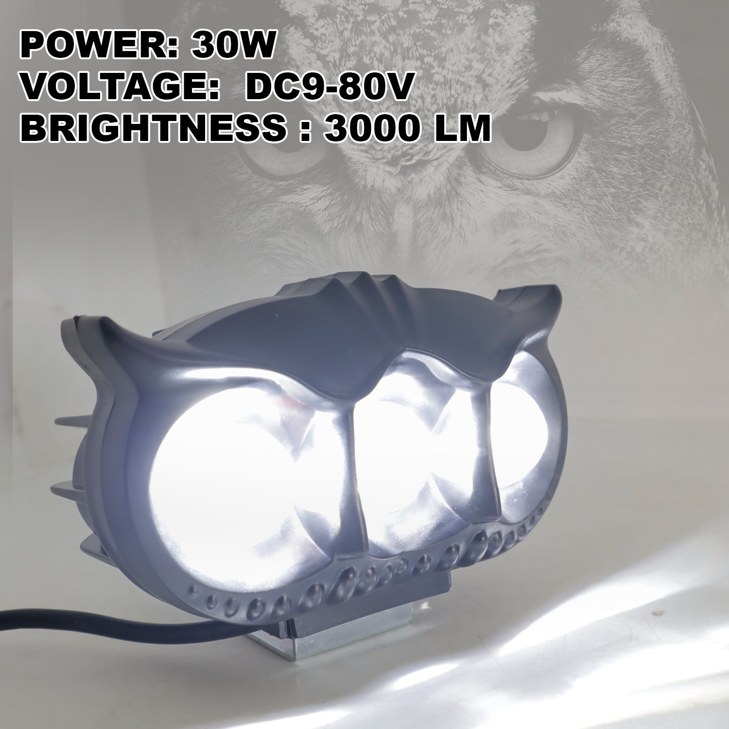 LED Owl Fog Light Yellow/White and Red Devil Eye Effect 3 Colour Mode with Flashing Pattern Universal For All Bikes (DC9-80V & 30W, Pack of 1)