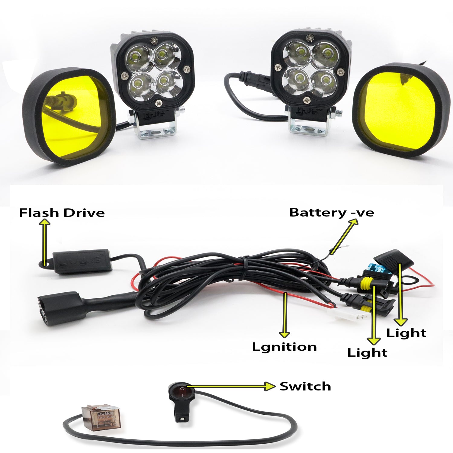 LIU HJG 40W LED Fog Light, Universal Fog Light for Car, Bike LED Fog Lamp, Yellow Lens Fog Light, 12V–85V DC Fog Light, LED Fog Light with Wiring Kit, Waterproof Fog Light, High Brightness Fog Light, Automotive LED Fog Lamp, LIU HJG Fog Light with Harness, Vehicle Fog Light Yellow Cover, Off-Road LED Fog Light, Bike Car Truck Fog Light, Universal LED Driving Light.