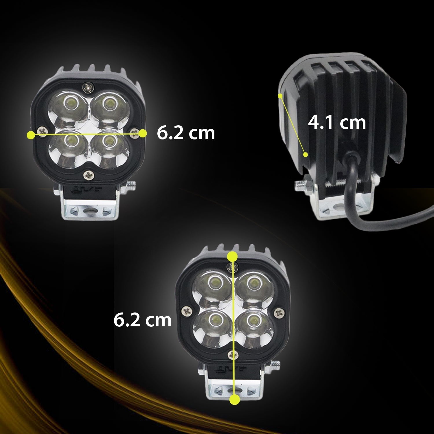 LIU HJG 40W LED Fog Light with Yellow Lens & Wiring Harness | Universal Fit for Car, Bike, Truck (12V–85V DC)