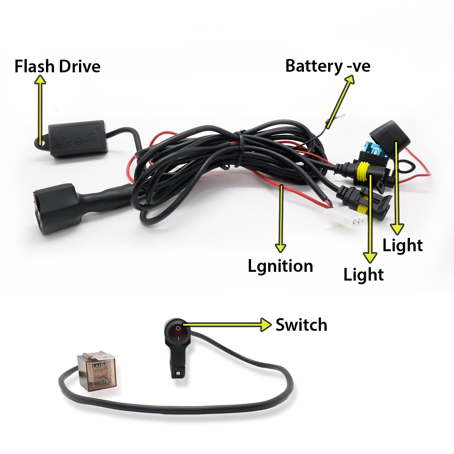 LIU HJG 40W LED Fog Light with Yellow Lens & Wiring Harness | Universal Fit for Car, Bike, Truck (12V–85V DC)