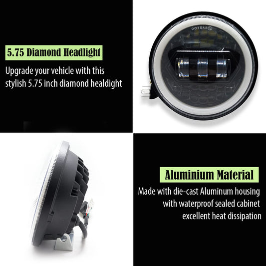 LIU HJG 5.75 inch LED headlight, 75W round LED headlight, LED bike headlight 12-80V DC, round headlamp for Bajaj bikes, Avenger compatible LED light, motorcycle LED headlight, universal fit round headlight, high power LED for Bajaj, waterproof bike headlight, durable motorcycle headlamp, LIU HJG LED headlight for Avenger, custom LED headlight for Bajaj, bike LED headlight upgrade, bright 5.75 inch round LED light, energy-efficient motorcycle LED headlamp.